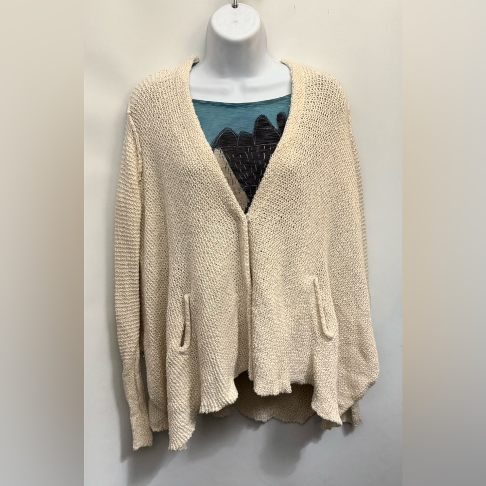 Free People Cream Open-Front Knit Cardigan - Picture 9 of 16